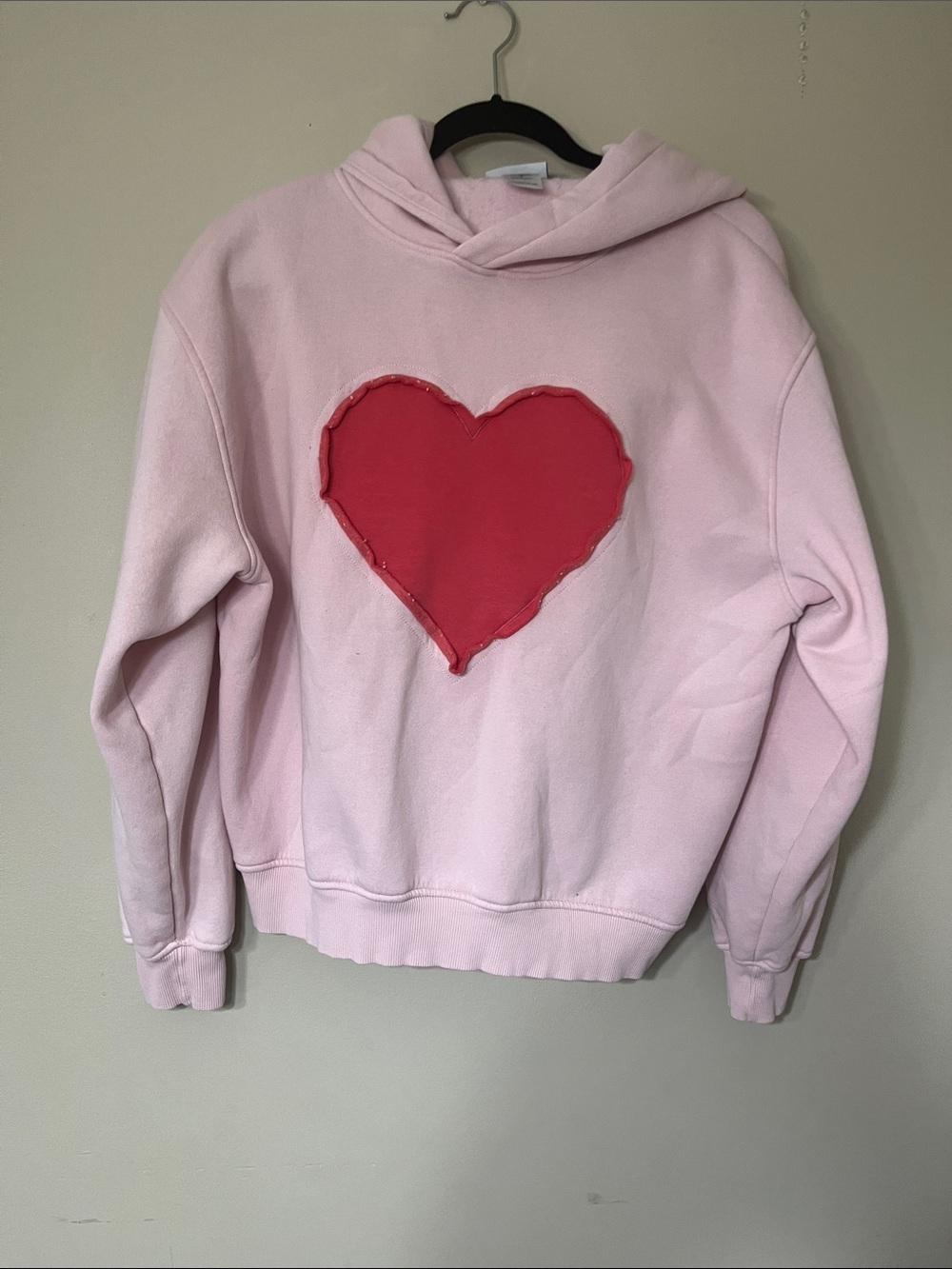 Modern Lux Pink Hoodie with Red Heart Patch